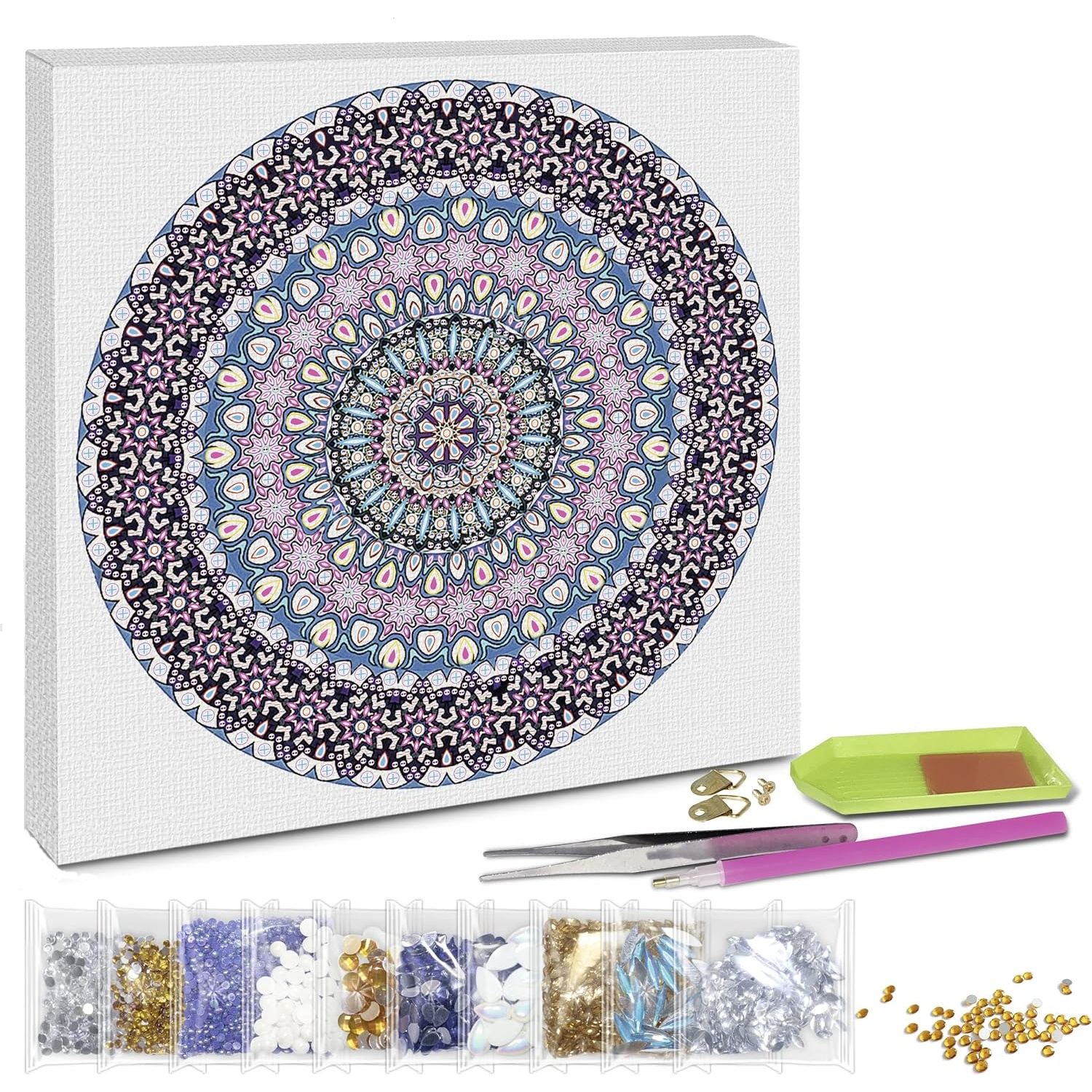 Diamantové malování - mandala modrá